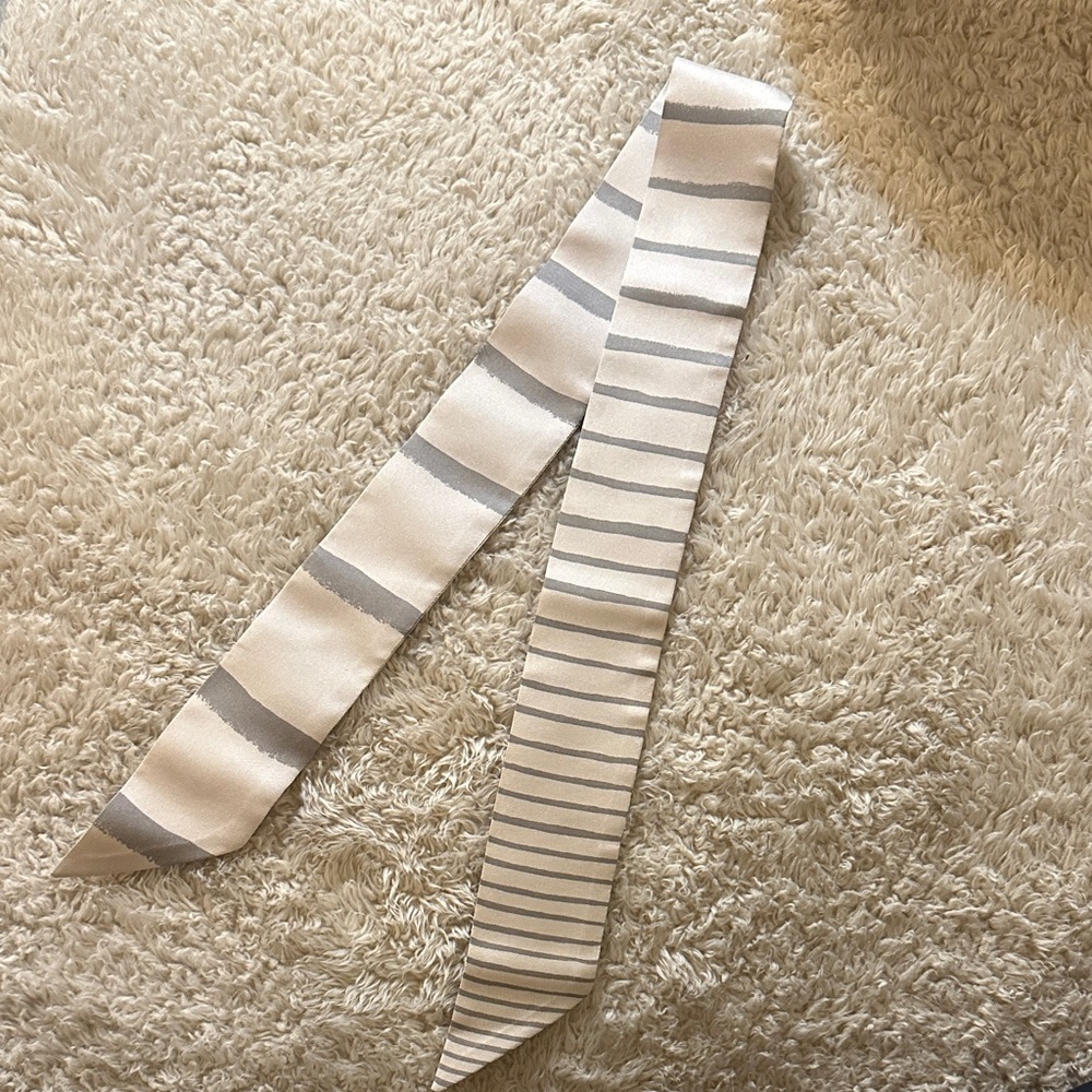 Hermes Striped Silk Twilly Scarf